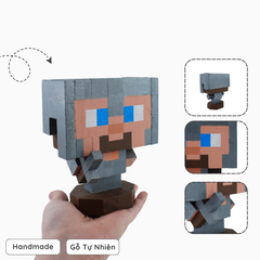 Mô Hình Gỗ Minecraft Steve (mặc giáp)