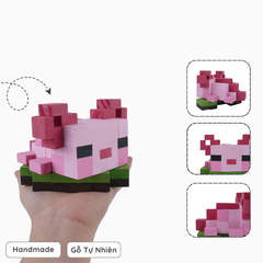 Mô Hình Gỗ Minecraft Axolotl Hồng (size s)