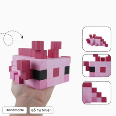 Mô Hình Gỗ Minecraft Axolotl Hồng size M (Bản Mới)