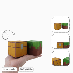 Mô Hình Gỗ Minecraft Chest & Grass Block
