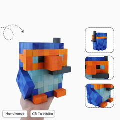 Mô Hình Gỗ Chim Cánh Cụt Xanh (Art Toy)