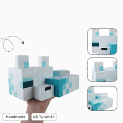 Mô Hình Gỗ Minecraft Cáo Tuyết (size L)