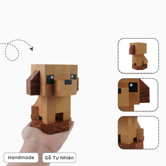 Mô Hình Gỗ Chó Poodle (Nâu Nhạt)