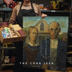 Tranh Pixel Gỗ American Gothic khổ lớn 90x60 cm (Chill)