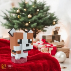 Mô Hình Gỗ Chó Corgi Màu Đậm (size s)