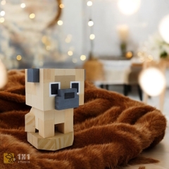 Mô Hình Gỗ Chó Pug (size s)