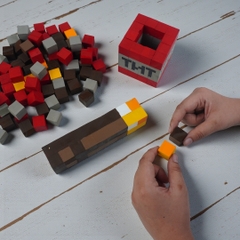 p3. Bộ Lắp Ghép Minecraft Đuốc Và Khối TNT (X5)