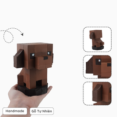 Mô Hình Gỗ Chó Poodle (Nâu Đậm)