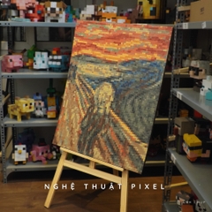 Tranh Pixel Gỗ The Scream khổ lớn 80x62 cm (Chill)