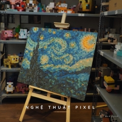 Tranh Pixel Gỗ Starry Night khổ lớn 80x63 cm (Chill)
