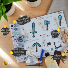 Bộ Lắp Ghép & Tô Màu Nether Kiếm, Cuốc, Rìu, Xẻng (STEAM)