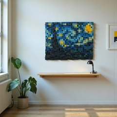 Kit Tự Làm Tranh Khảm Gỗ Mosaic Starry Night Đêm Đầy Sao (Van Gogh) Phong Cách Pixel