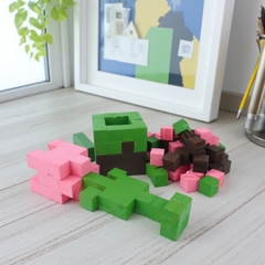 p1. Bộ Lắp Ghép Minecraft Khối Cỏ & Hoa Tulip