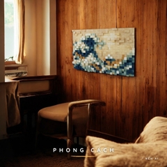 Kit Tự Làm Tranh Pixel Gỗ The Great Wave off Kanagawa (Blur)