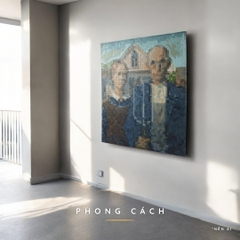 Tranh Pixel Gỗ American Gothic khổ lớn 90x60 cm (Chill)