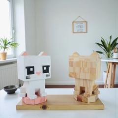 p5 - Mô Hình Gỗ Mèo Trắng