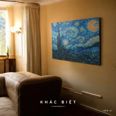 Tranh Pixel Gỗ Starry Night khổ lớn 80x63 cm (Chill)