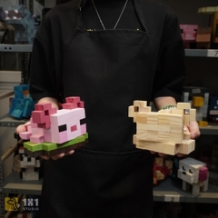 Mô Hình Gỗ Minecraft Axolotl Hồng (size s)