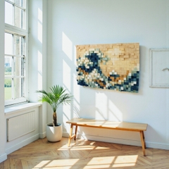 Kit Tự Làm Tranh Khảm Gỗ Mosaic The Great Wave Off Kanagawa (Sóng Lừng Ngoài Khơi) - Phong Cách Pixel Art