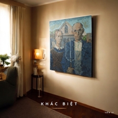 Tranh Pixel Gỗ American Gothic khổ lớn 90x60 cm (Chill)
