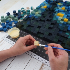 Kit Tự Làm Tranh Khảm Gỗ Mosaic Starry Night Đêm Đầy Sao (Van Gogh) Phong Cách Pixel