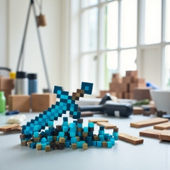 Bộ Lắp Ghép 2 Vũ Khí Minecraft Kim Cương Thu Nhỏ bằng Gỗ