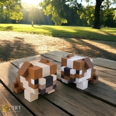 Mô Hình Gỗ Chó Bulldog Nâu Nhạt (Art Toy)