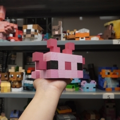 Mô Hình Gỗ Minecraft Axolotl Hồng size M (Bản Mới)