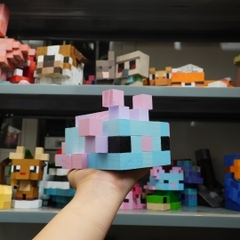 Mô Hình Gỗ Minecraft Axolotl Xanh size M (Bản Mới)