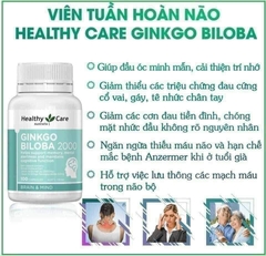 Viên Uống Ginkgo Biloba Healthy Care Úc 2000mg lọ 100 viên