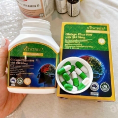 Viên uống bổ não bổ tim Vitatree Ginkgo Plus 6000 Mg with CQ10 50mg lọ 60 viên