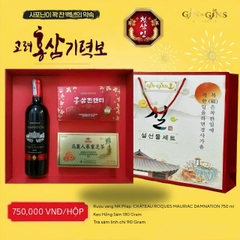 Sét quà Tết gồm rượu và sâm