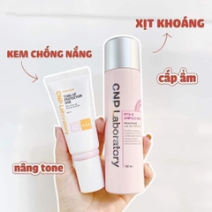 Sét kem chống nắng nâng tone và xịt khoáng CNP
