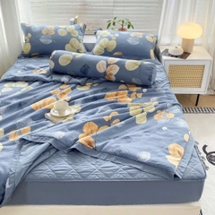 Bộ chăn, ga trần, vỏ gối 5 món vải cotton đũi nhập khẩu Hàn Quốc đủ size