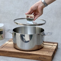 Nồi inox 18/10 trơn 3 lớp đáy liền Kaiyo - size 18, 20, 22cm