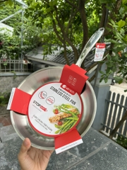 Chảo xào inox Trimax 1 quai  đáy liền nguyên khối dòng xuất châu Âu 24cm EL-3738MAX