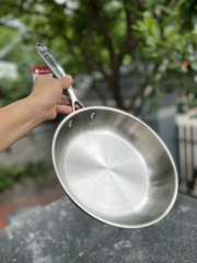 Chảo xào inox Trimax 1 quai  đáy liền nguyên khối dòng xuất châu Âu 24cm EL-3738MAX