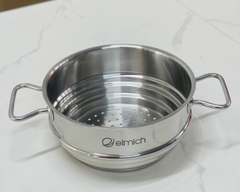 Xửng hấp 3 nấc inox 304 kèm vung Elmich size 20cm Dùng được cho nồi 16-18-20cm