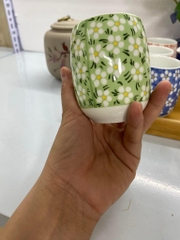 Sét ấm pha trà kèm khay trúc hoạ tiết hoa nhí