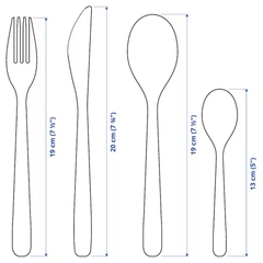 Bộ dao thìa dĩa IKEA 16 món 4 dao + 4 dĩa + 4 thìa to + 4 thìa nhỏ
