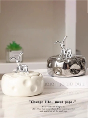 Gạt Tàn Thuốc Lá Bằng Gốm Có Nắp Đính Thỏ