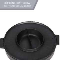 Bếp lẩu nướng 2 in 1 LBTT5288-EC