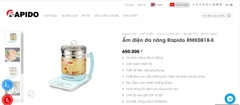 Ấm điện đa năng Rapido 10 chức năng đun nấu