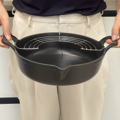 Chảo gang Tempura mỏ chim kèm giá gác Kaiyo Nhật Bản 20cm