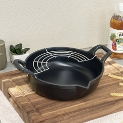 Chảo gang Tempura mỏ chim kèm giá gác Kaiyo Nhật Bản 20cm