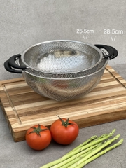 Rổ inox liền khối 2 tay cầm có chân Kaiyo Nhật Bản size 25.5-28.5