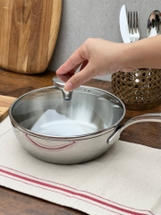 Chảo inox đúc nguyên khối sâu lòng Kaiyo Nhật Bản size 16-18-20-24-26