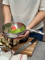 Chảo inox đúc nguyên khối sâu lòng Kaiyo Nhật Bản size 16-18-20-24-26