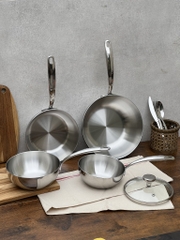 Chảo inox đúc nguyên khối sâu lòng Kaiyo Nhật Bản size 16-18-20-24-26