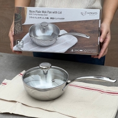 Chảo inox đúc nguyên khối sâu lòng Kaiyo Nhật Bản size 16-18-20-24-26